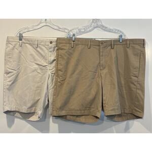 Lands End Lot of Two Khaki Cotton Chino Shorts Mens Size 48T‎